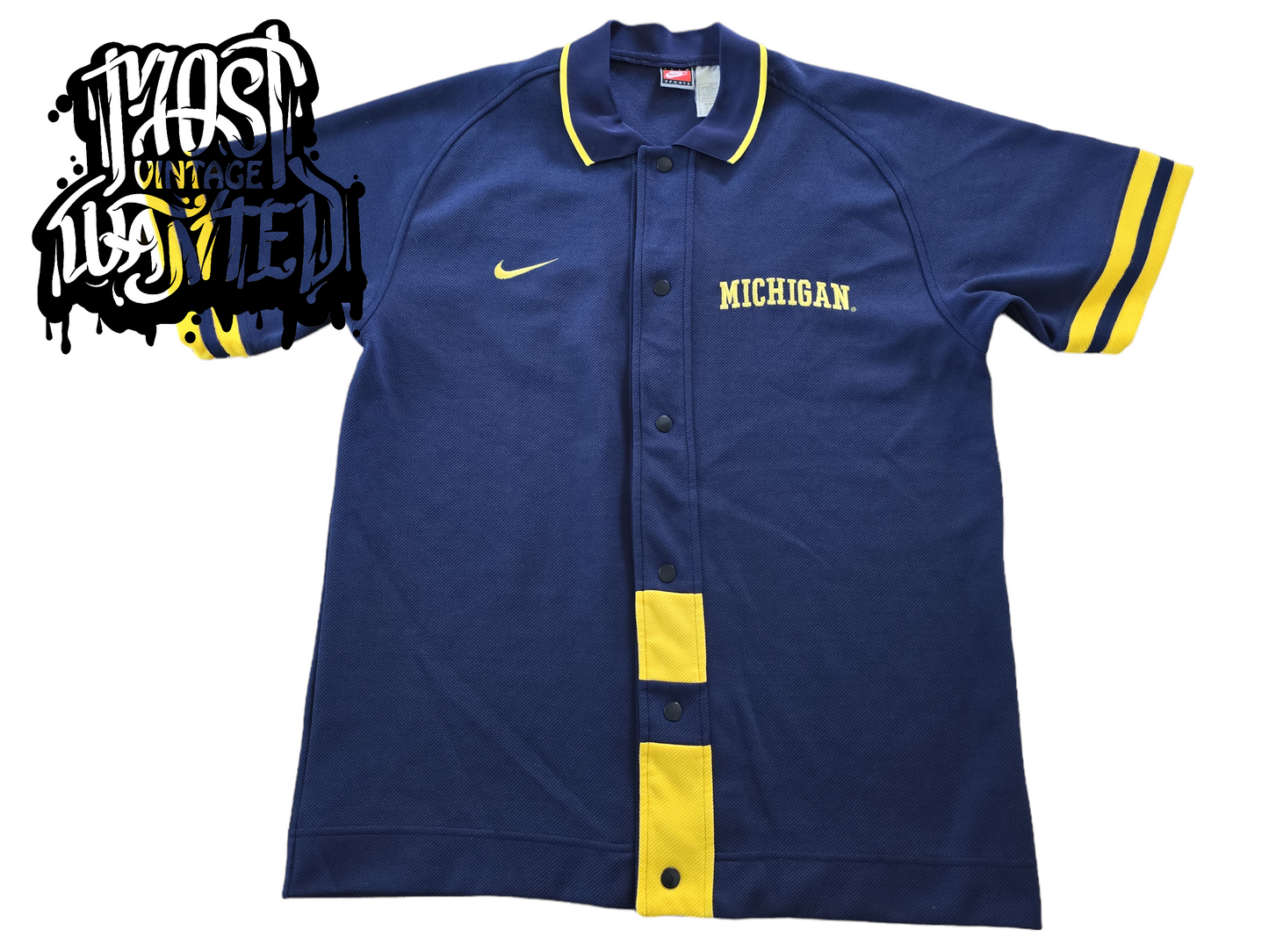 Vintage 1990s Michigan Team Warm Up Button Down Shirt