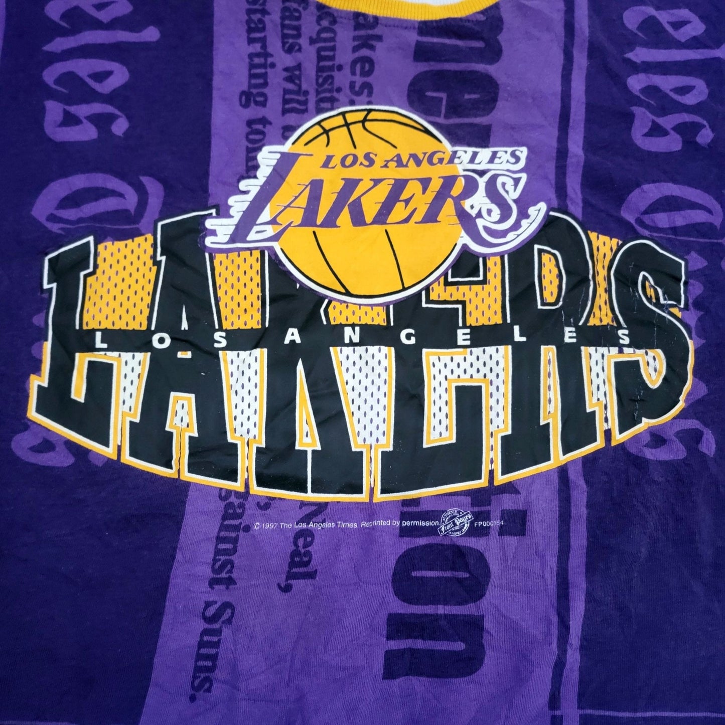 Vintage 1990s LA Lakers Front Pages AOP T-shirt