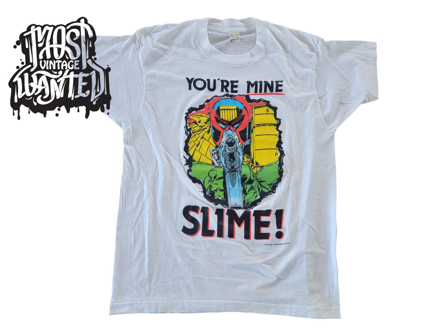 Vintage 1980s Judge Dredd 2000 AD "You're Mine Slime!" Comic Shirt