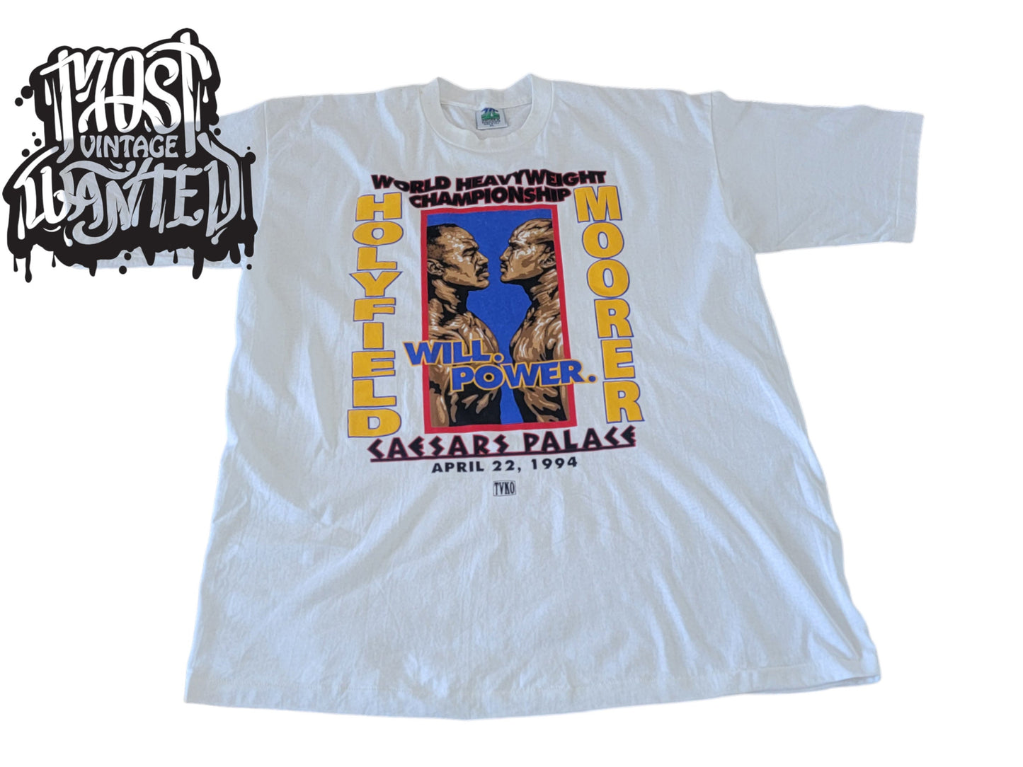 Vintage 1990s Holyfield vs. Moorer "Will Power" Fight Promo T-shirt