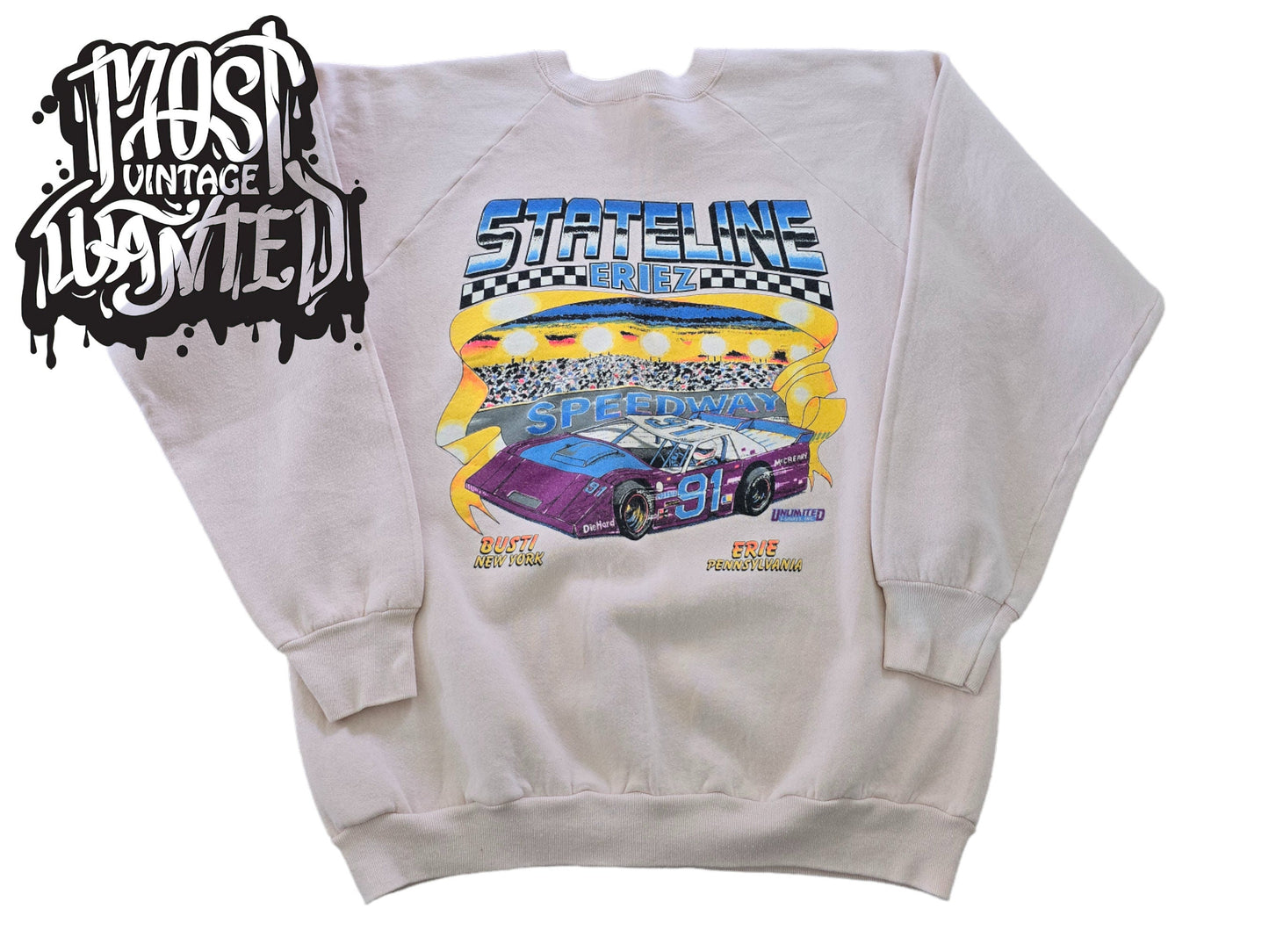 Vintage 1990s STATELINE Eriez Speedway McCreary Racing Sweatshirt