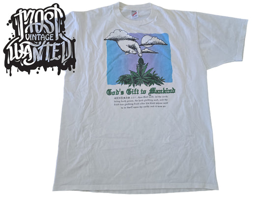 Vintage 1990s Hemp History "Gods Gift to Mankind" Graphic T-shirt